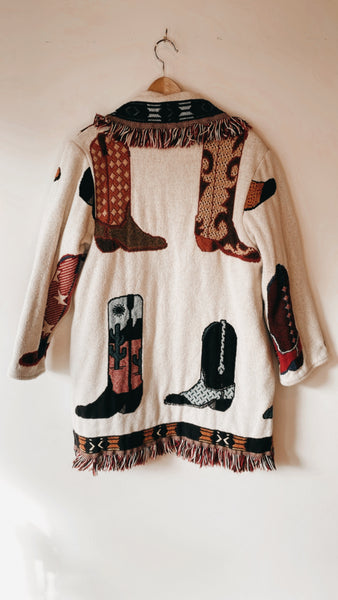 Vintage Cowboy Boot Blanket Coat