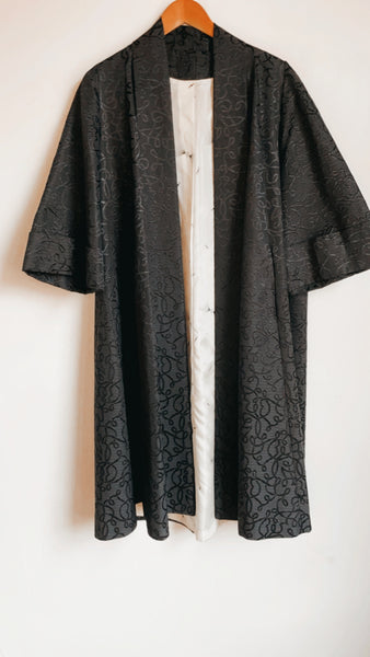 Vintage Black Long Kimono