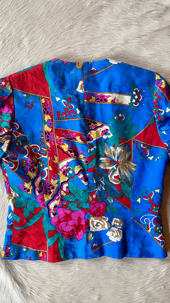 Vintage Silk Floral Blazer