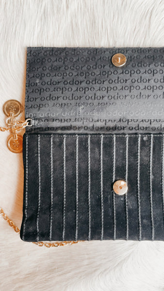 Black Suede Purse with Coins