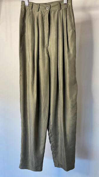 Army Green Silk Pant Set
