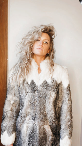 Vintage Rabbit Fur Zig Zag Jacket
