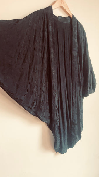 Silk Black Floral Kimono