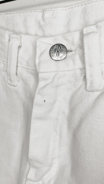 High Rise White Denim Shorts