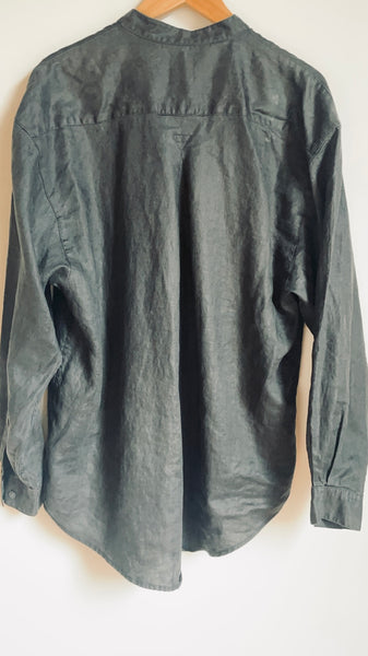 Black Linen Button Up