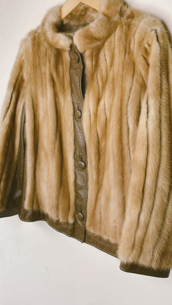 Vintage Mink & Leather Paneled Jacket
