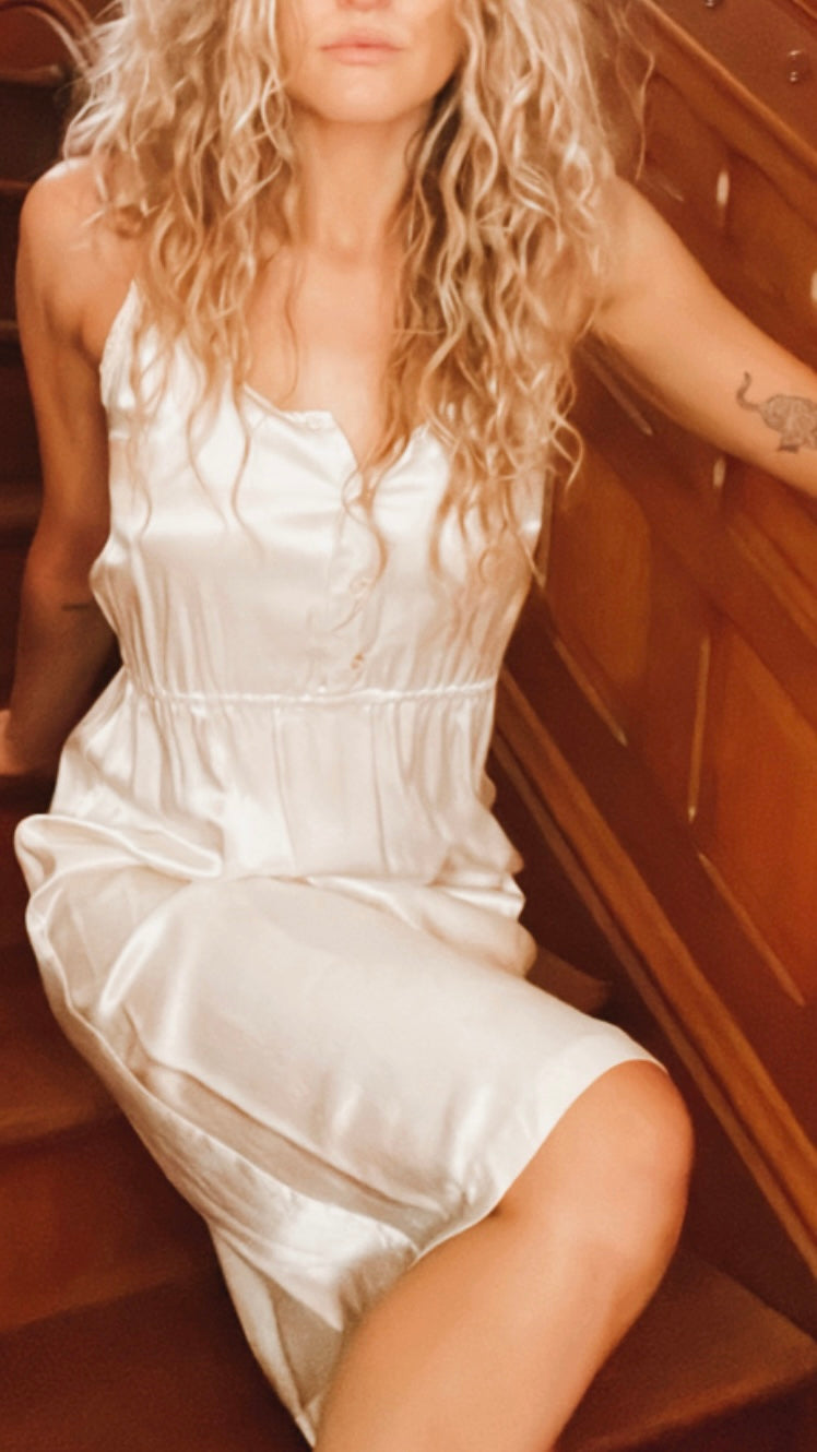 Silky Tan Slip Dress