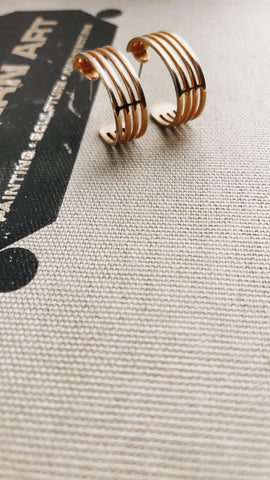 Vintage Triple Banded Gold Tone Hoops