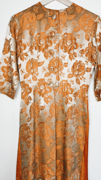 Vintage 'Alice of California' Floral Silk Orange Jacket