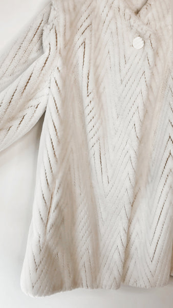 Vintage Herringbone Faux Fur Coat