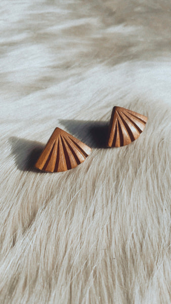 Wooden Fan Earrings