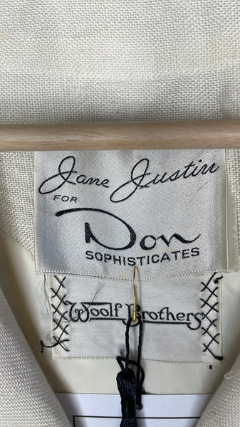 Vintage Jane Justin White Paneled Linen Jacket