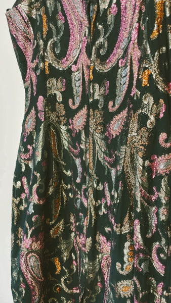Vintage Metallic Paisley Dress