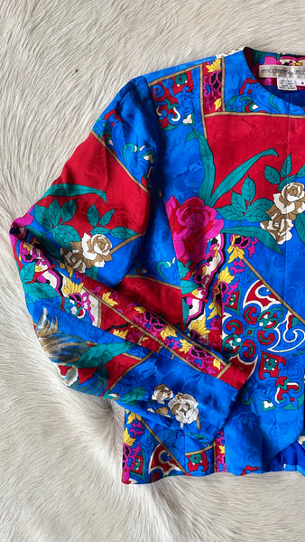 Vintage Silk Floral Blazer