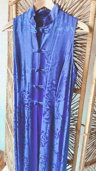 Vintage Blue/Purple silk kimono duster