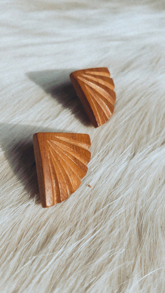 Wooden Fan Earrings