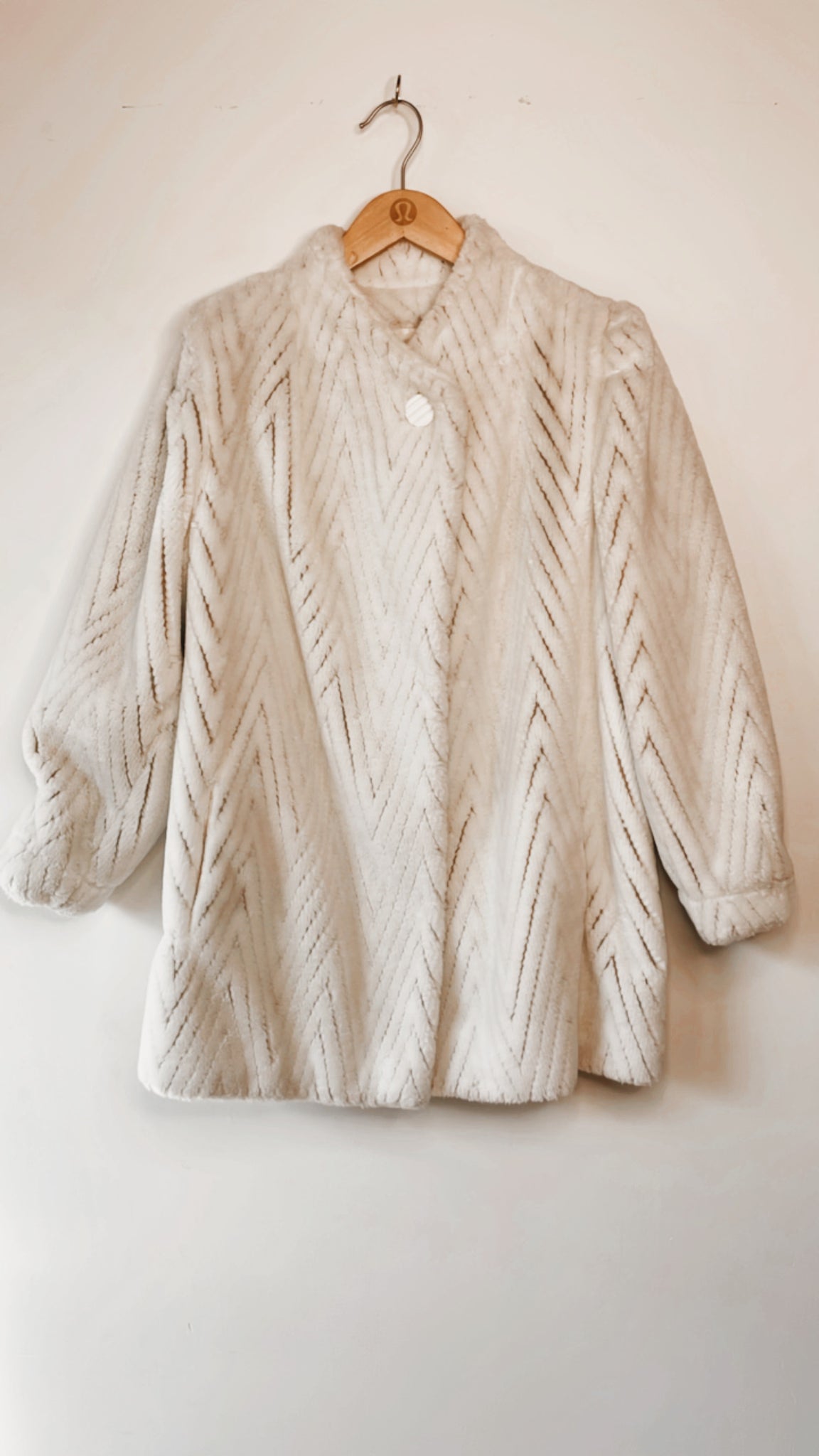 Vintage Herringbone Faux Fur Coat