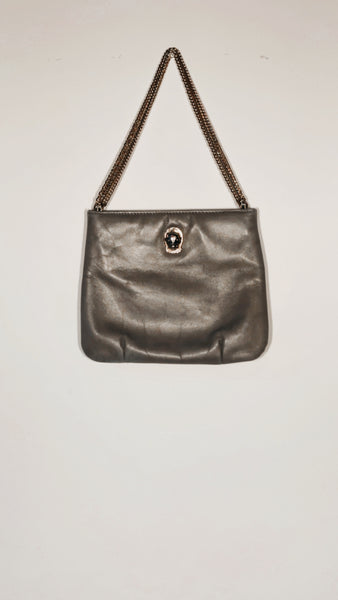 Vintage Grey Leather Lion Purse
