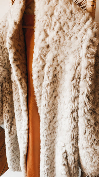 Vintage Faux Fur Snow Leopard Coat