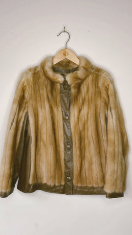 Vintage Mink & Leather Paneled Jacket
