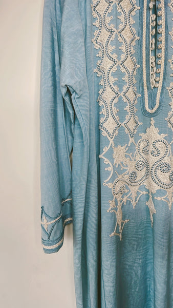 Vintage Baby Blue Embroidered Kaftan