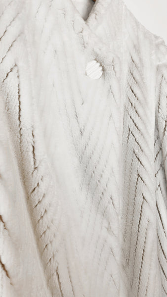 Vintage Herringbone Faux Fur Coat