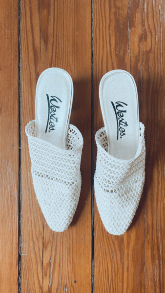 White Woven Mules 9
