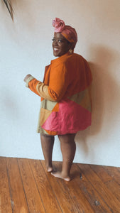 Linen Vintage Color Block Blazer