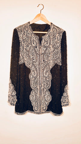 Vintage Beaded Zip Up Jacket