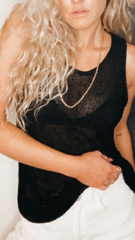 Vintage Black Knit Tank Top
