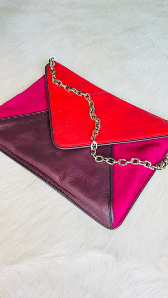 Leather / Pony Pink Bold Clutch