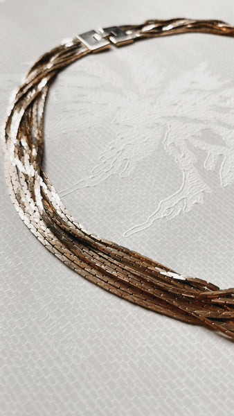 Gold Toned Multi Chain Strand Necklace
