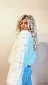 Vintage Knit Pom Pom Sweater Jacket