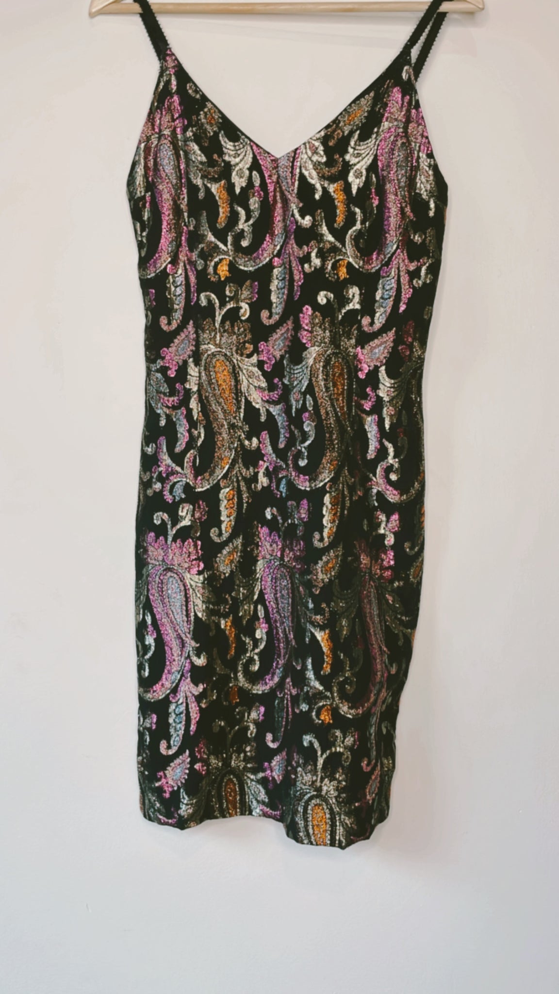 Vintage Metallic Paisley Dress