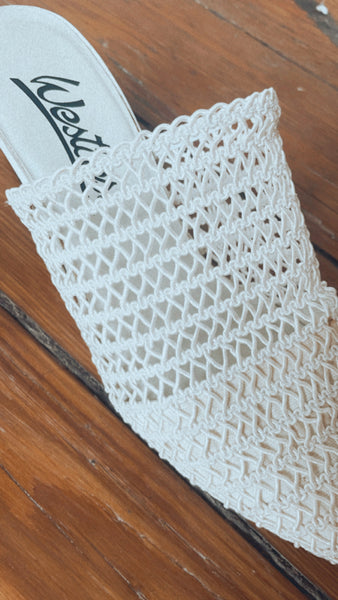 White Woven Mules 9