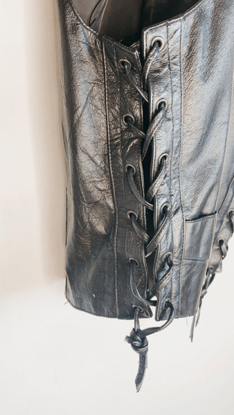 Leather moto vest