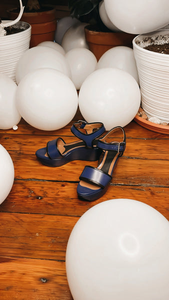 Marni Blue Leather Platforms 8.5