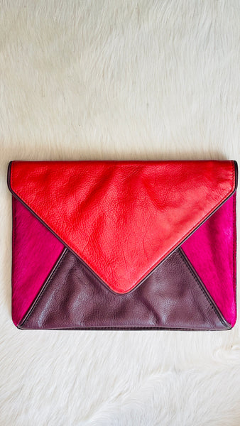Leather / Pony Pink Bold Clutch