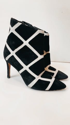 Via Spiga Black and White Leather Boots 9.5