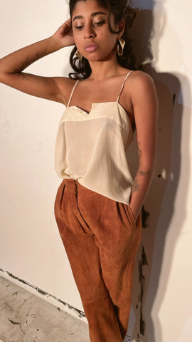 Vintage Silk V Notched Tank Top