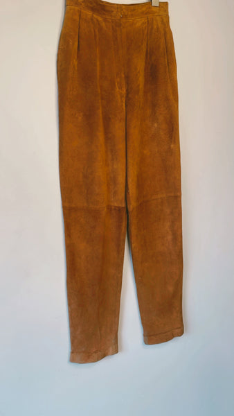Vintage Suede Pleated Trouser