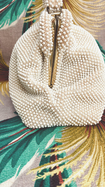 Vintage Cream Beaded Purse