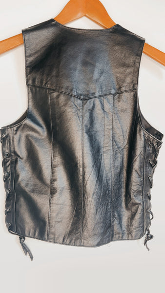 Leather moto vest