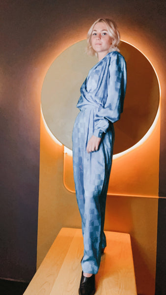 Vintage Blue Silk Jumpsuit
