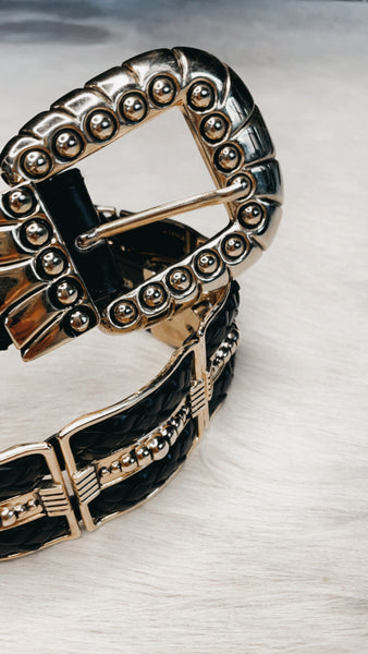 Vintage Captiva black and gold belt