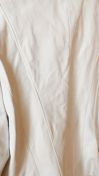 Vintage White Leather Jacket