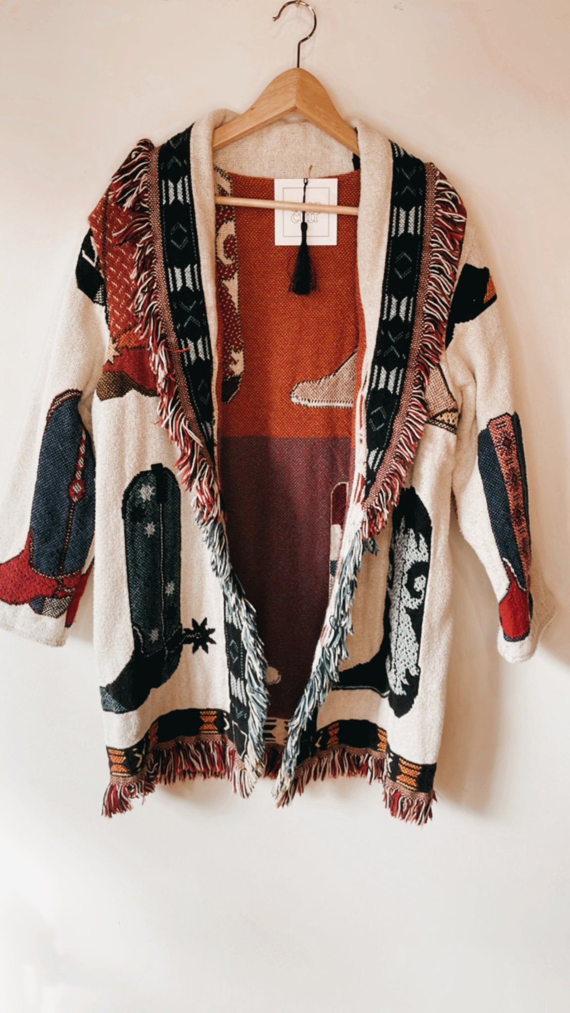 Vintage Cowboy Boot Blanket Coat