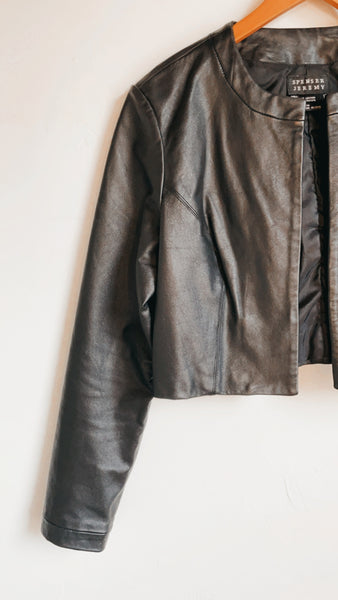 Vintage Cropped Boxy Leather Jacket