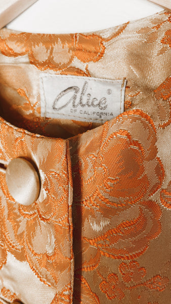 Vintage 'Alice of California' Floral Silk Orange Jacket