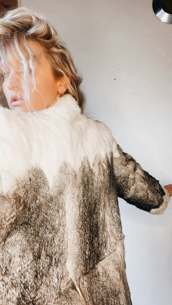 Vintage Rabbit Fur Zig Zag Jacket